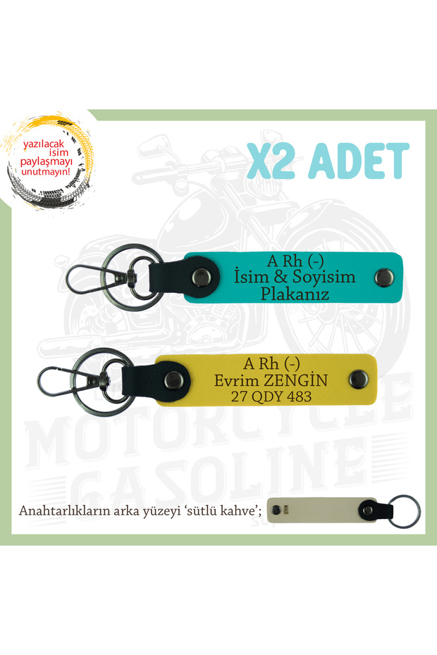 Gift, K Turquoise-Yellow-Sk, Special Name Plate for Speed Lovers and X2 Keychain with a Rh (-) Blood Group Written