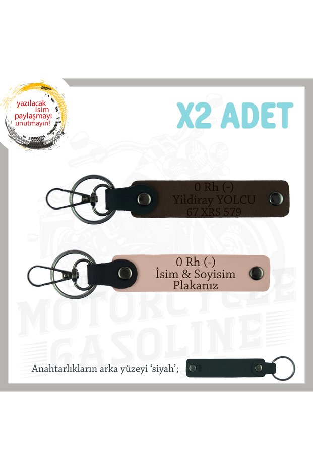 Special for Speed Lovers, Name Plate and 0- Blood Type Gift 2-Piece Keychain, Yavruağzı-K Coffee-Syh