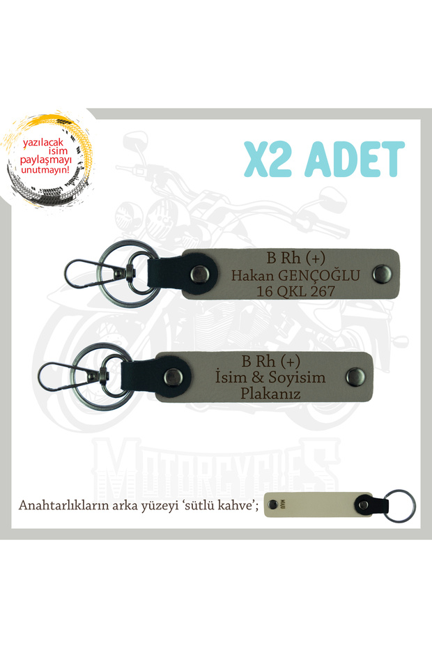 Name Plate and B Rh (+) Blood Group Safe Driving X2' Keychain, Ash Grey-Sk, Special for Biker Friends