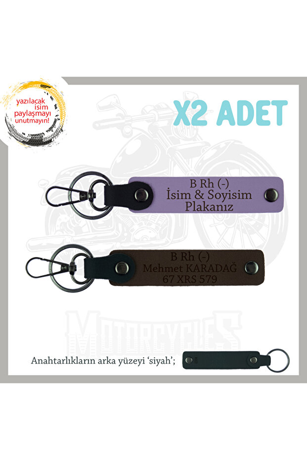 Set, Purple-K Coffee-Syh, Biker Buddy Name Plate and B Rh (-) Blood Group Safe Driving X2 Keychain
