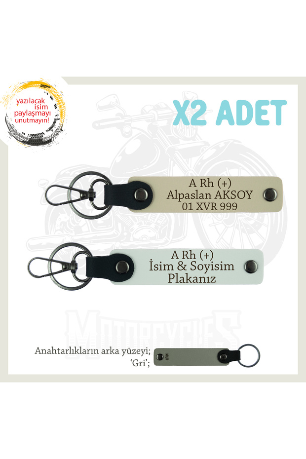 Motorcycle Adventurers, Nameplate and a Rh + Blood Group Emergency Keychain X2, White-S Coffee-Gr