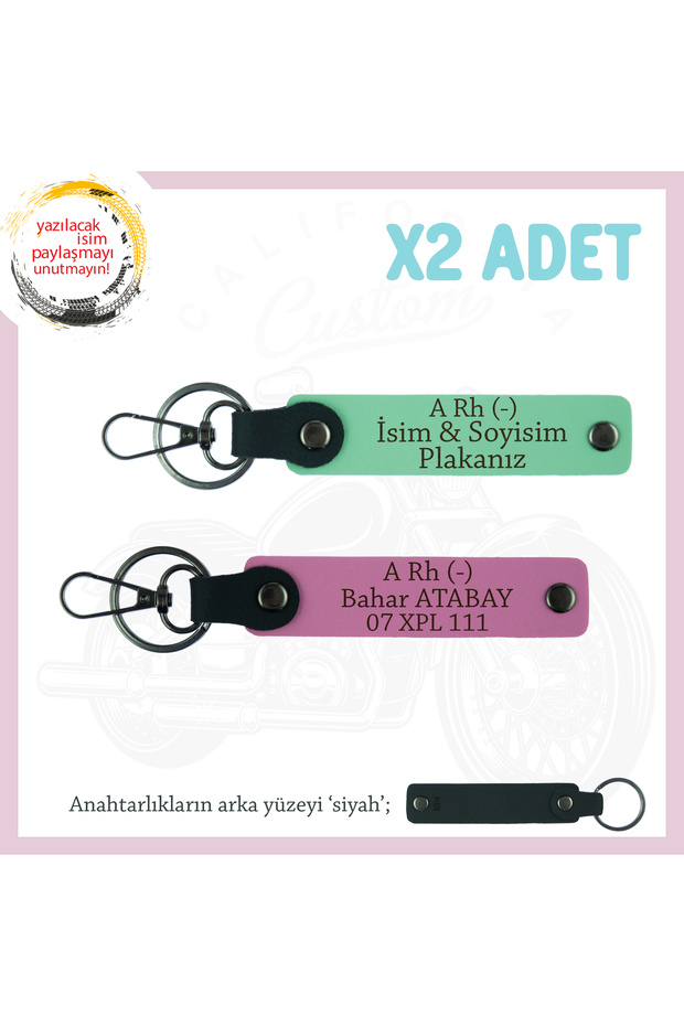 Gift, Green-Pink-Syh, for Speed Lovers, Name Plate and a Rh (-) Blood Group Written X2 Keychain Set