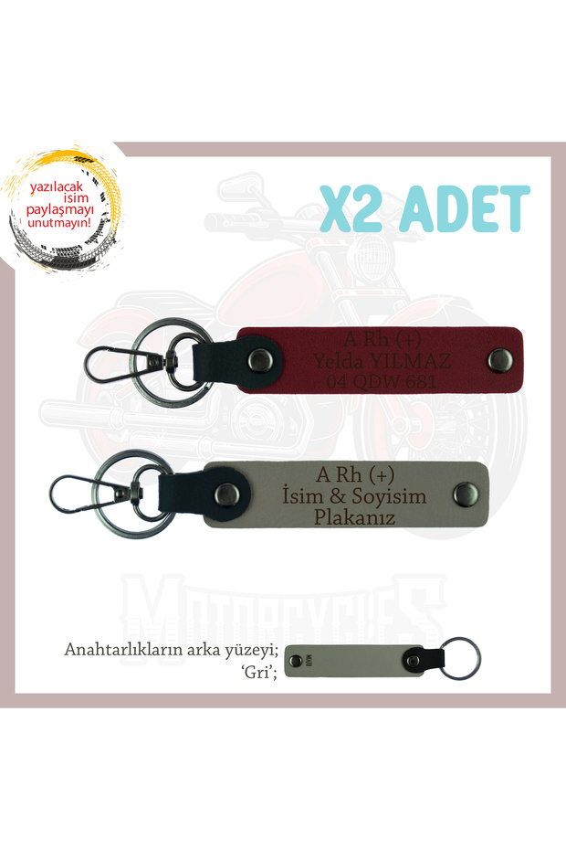 A Rh (+) Blood Group Written X2 Keychain Set Gift, Ash Gray-Claret Red-Gr, Name Plate for Speed Enthusiasts