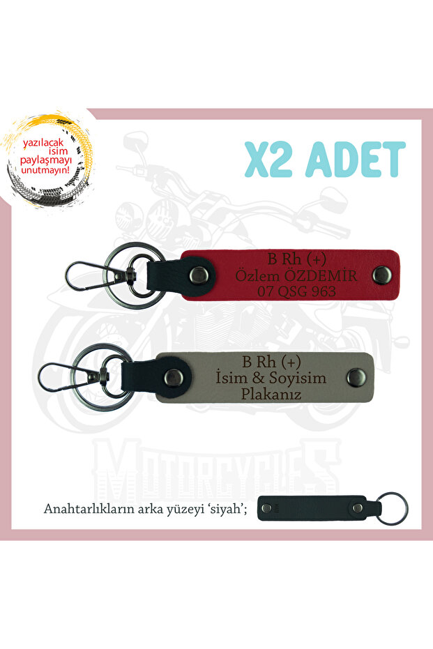 Set, Ash Gray-Red-Syh, Custom Name Plate B Rh (+) Blood Group Written Meaningful Gift 2 Keychain
