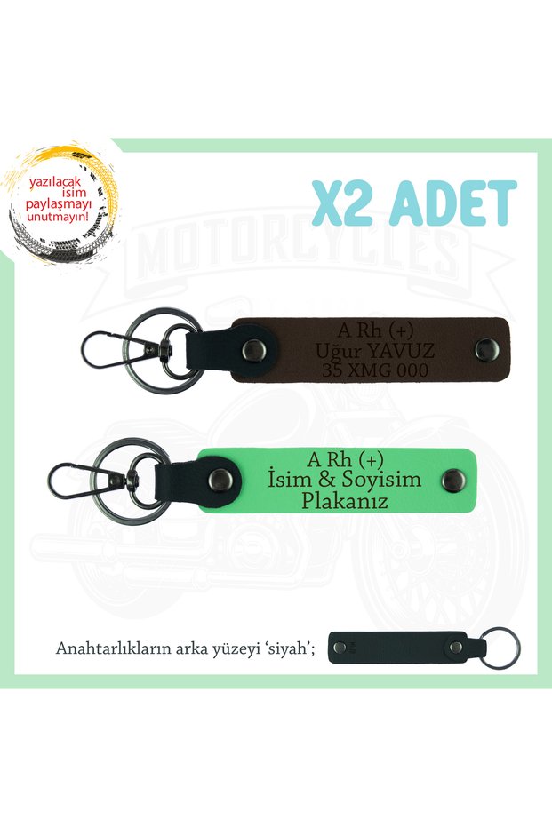 Motorcycle X2 Keychain, K Coffee-F Green-Syh, Name Plate for Speed Lovers and a Rh (+) Blood Group Written