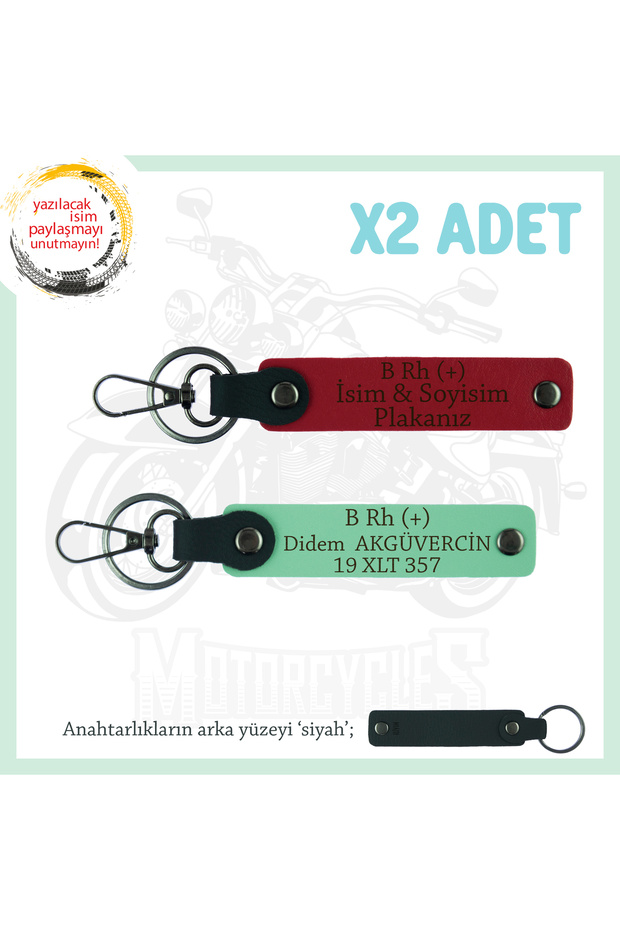 Gift, Red-Green-Syh, 2-Key Chain with Name Plate and B Rh (+) Blood Group Written on the Motor Driver