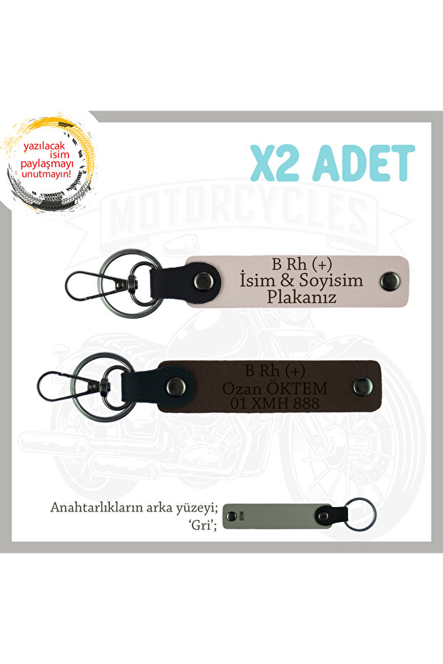 B Rh (+) Blood Group Written Keychain, Powder-K Coffee-Gr, Special Gift for Motorcycle Lovers, Name Plate