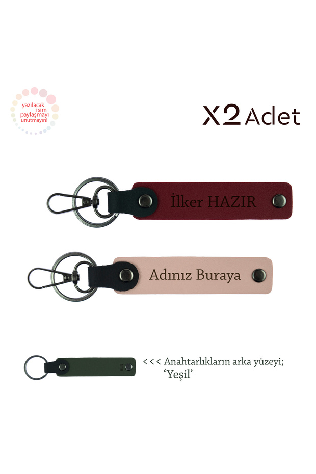 Set of 2 Keychains with Names Written, Puppy Mouth-Burgundy-Green, Birthday Gift for Aunt