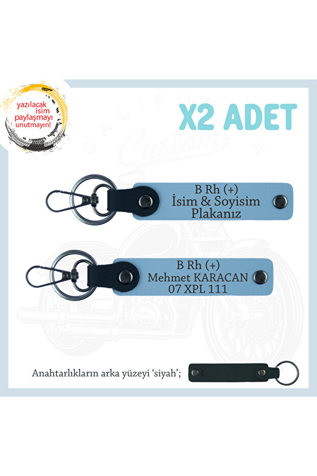 Emergency X2 Keychain Set with Name Plate and B Rh + Blood Group Written, Blue-Syh, Travelers