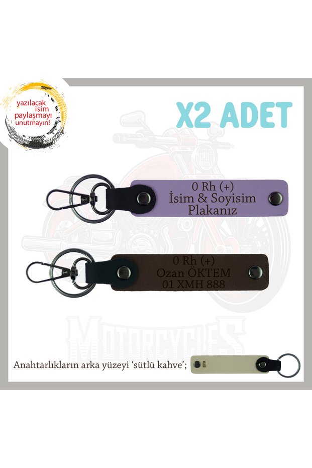 Driver's Sweetheart Special Gift Name Plate & 0 Rh (+) Blood Type Written X2 Keychain Set, Purple-White-Sk