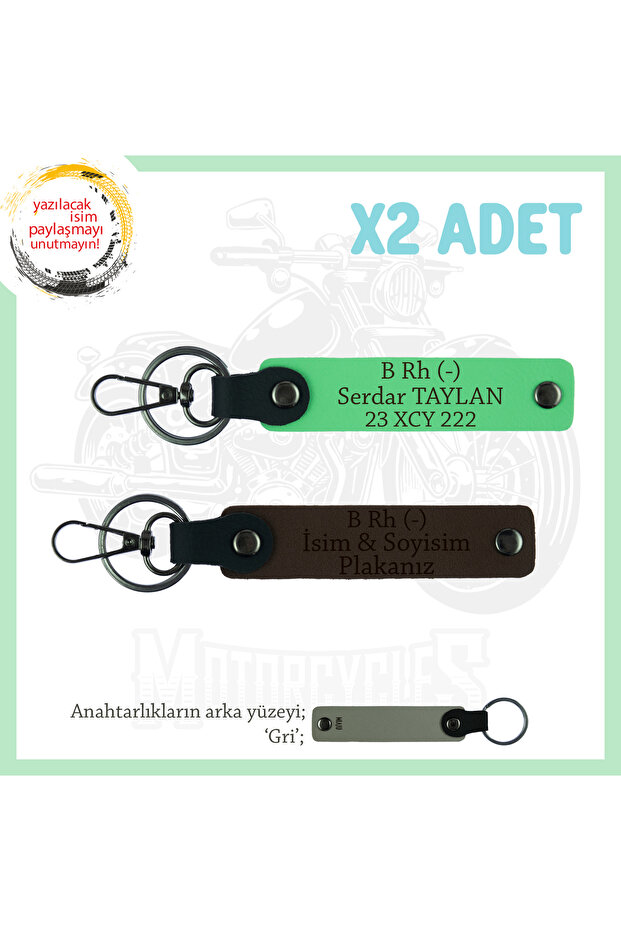 Set, K Coffee-F Green-Gr, Name Plate for Speed Lovers and B Rh (-) Blood Group Written Biker X2 Keychain