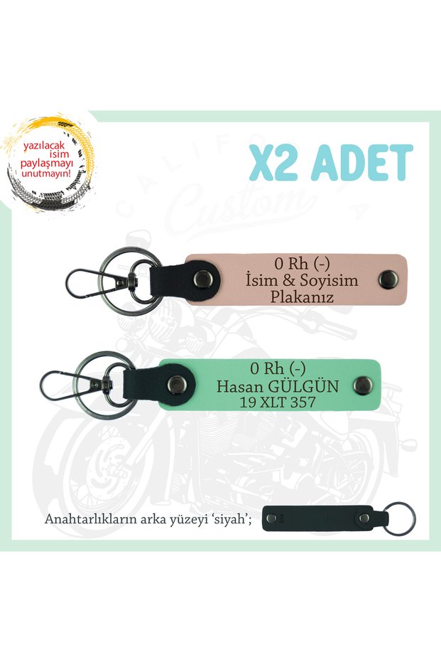 Special Name Plate for Motor Lovers, 0- Special Design with Blood Type Written X2 Keychain, Baby Mouth-Green-Syh