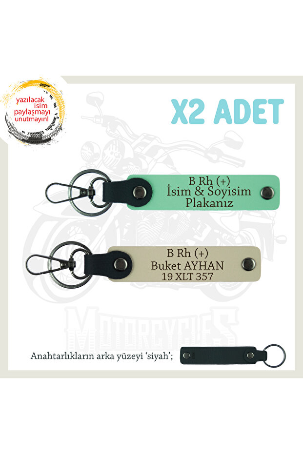 B Rh + Blood Group Written Personal X2 Keychain Set, Green-S Coffee-Syh, Special Name Plate for What You Love