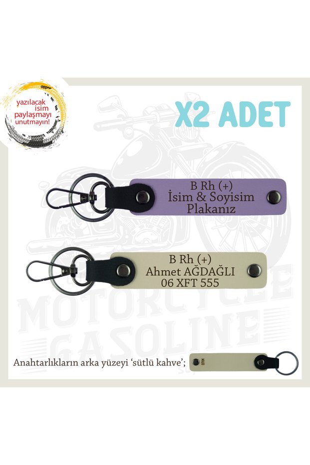 Name Plate and B Rh (+) Blood Type Gift X2' Keychains, Purple-S Coffee-Sk, Custom for Biker Friends