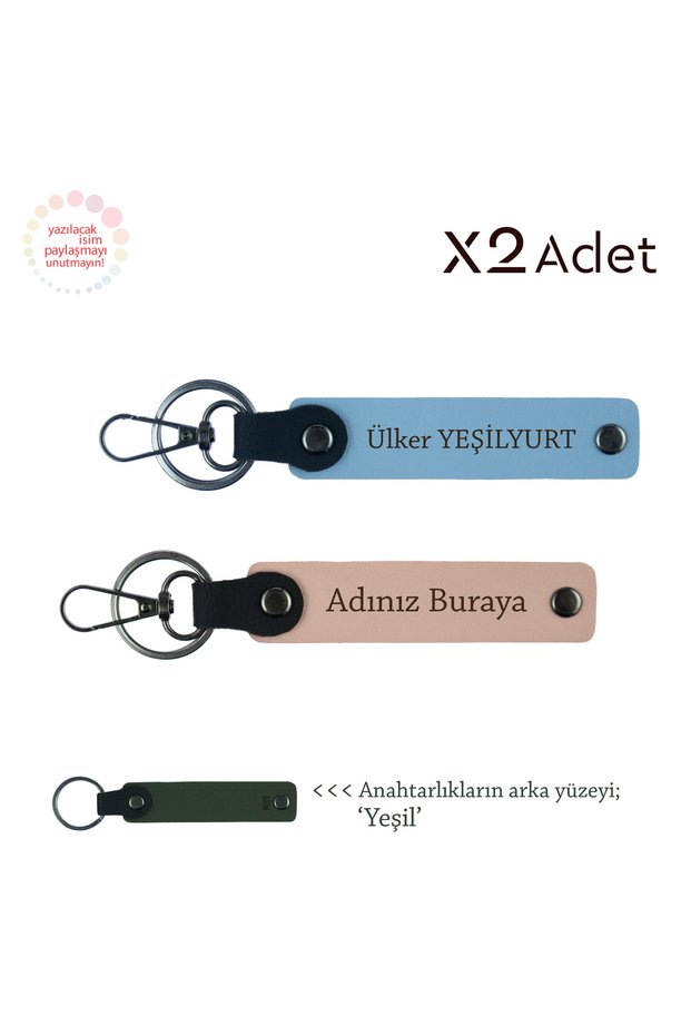 Meaningful Gift for Nurse, Set of 2 Keychains with Name and Surname Written, Baby Mouth-Sky Blue-Green