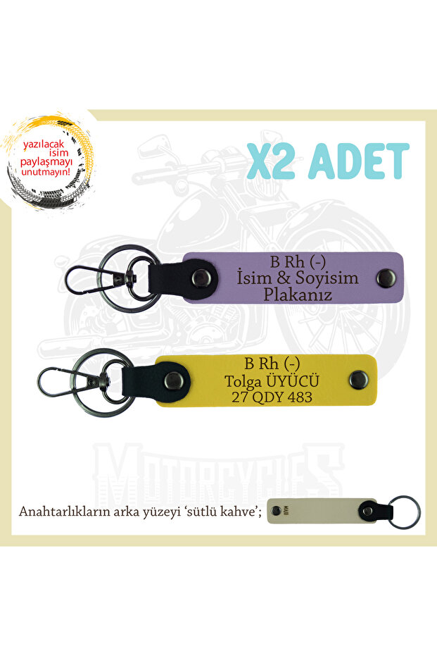 Name Plate and B Rh (-) Blood Group Written Leather X2' Keychain, Purple-Yellow-Sk, Special for Speed Enthusiasts