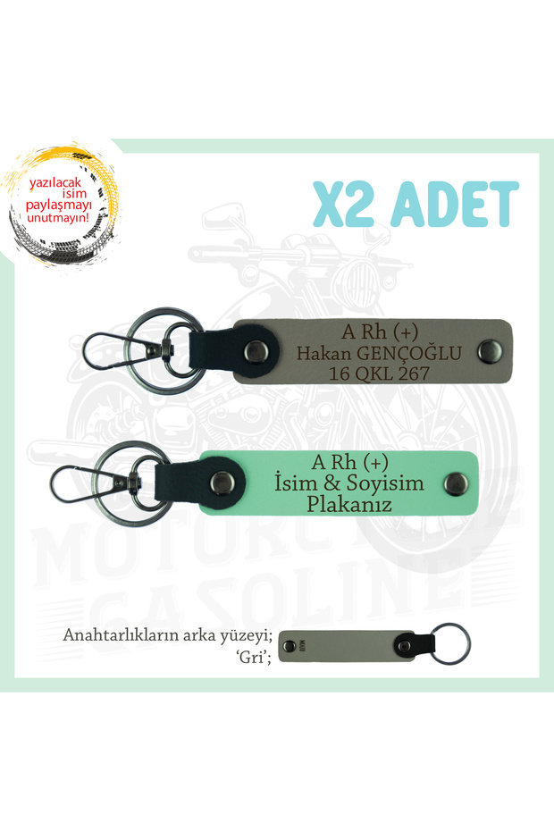 Name Plate and a Rh (+) Blood Type Written Gift X2 Keychain, Ash Grey-Green-Gr, for Speed Lovers