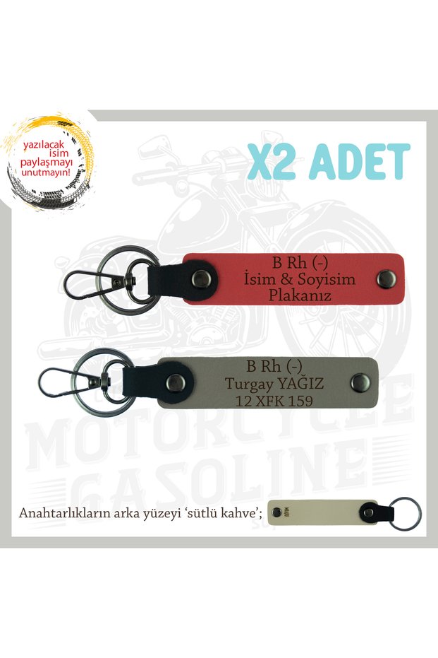 Custom for Speed Lovers, X2 Keychain with Name Plate and B Rh (-) Blood Type Lettering, Pomegranate Flower-Ash Grey-Sk