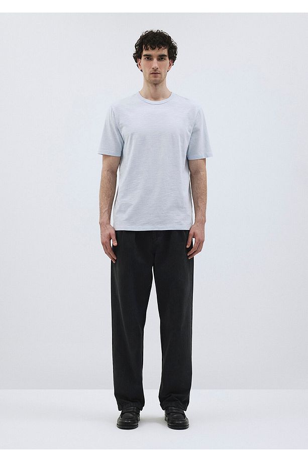 Flamlı Mavi Premium Basic Tişört Regular Fit / Normal Kesim 0612151-70794 - 2