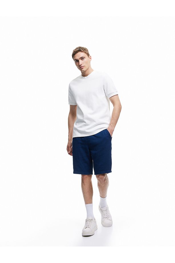 Beli Bağcıklı Pamuklu Cep Detaylı Bermuda Oversize Jean Şort - 1