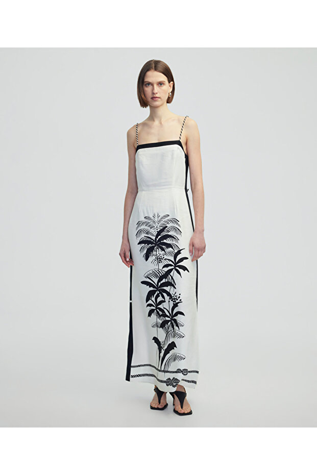 Kontrast baskılı elbise - 1