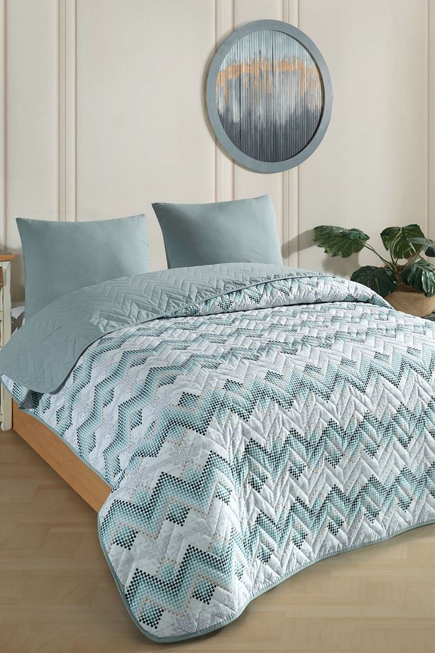 Tek Kişilik Desenli Kapitone Çift Taraflı Renkli Pike Yatak Örtüsü Takımı 160x230 cm (Çarşafsız) - 3