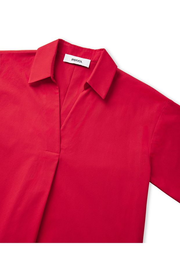 Gömlek yaka poplin elbise - 4