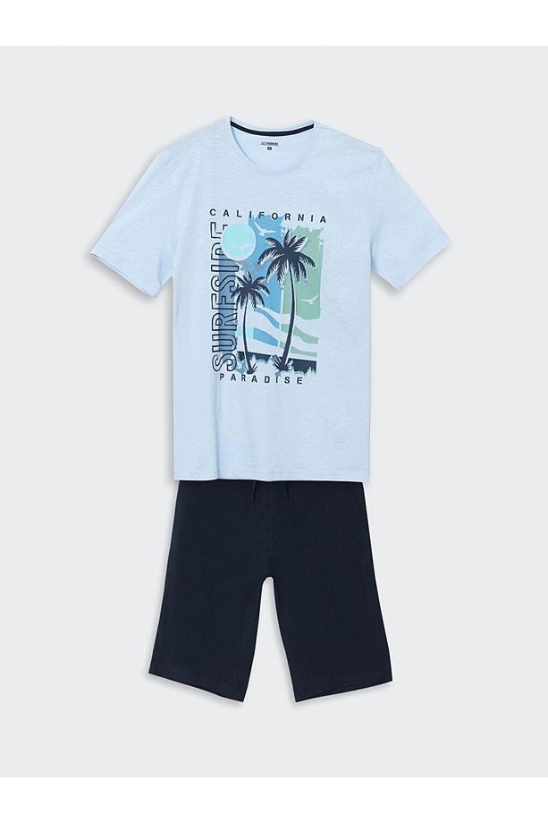 Standart Kalıp Erkek Şortlu Pijama Takımı - 5