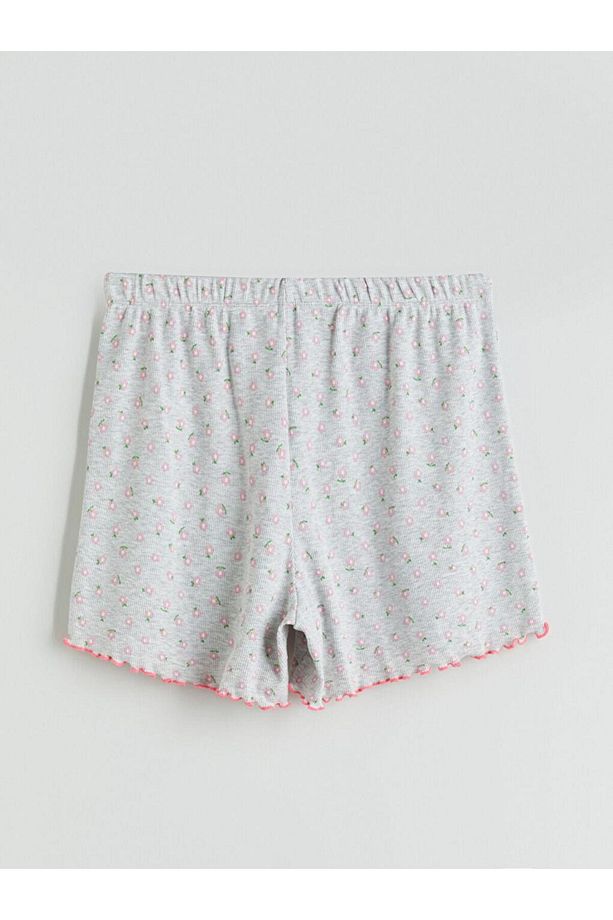 U Yaka Çiçekli Kadın Şortlu Pijama Takım (S5) - 4
