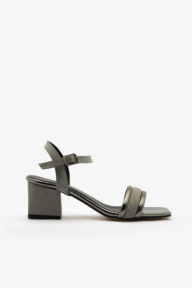 Platinum Ankle Strap Women's Block Heeled Shoes