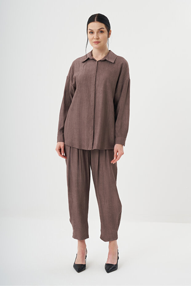 Kadın Gömlek Detaylı Basic Takım 8532 - 2