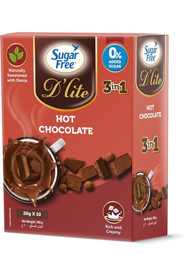 Sugar Free D’lite 3 in 1 Hot Chocolate 200g (20g x 10 pieces)
