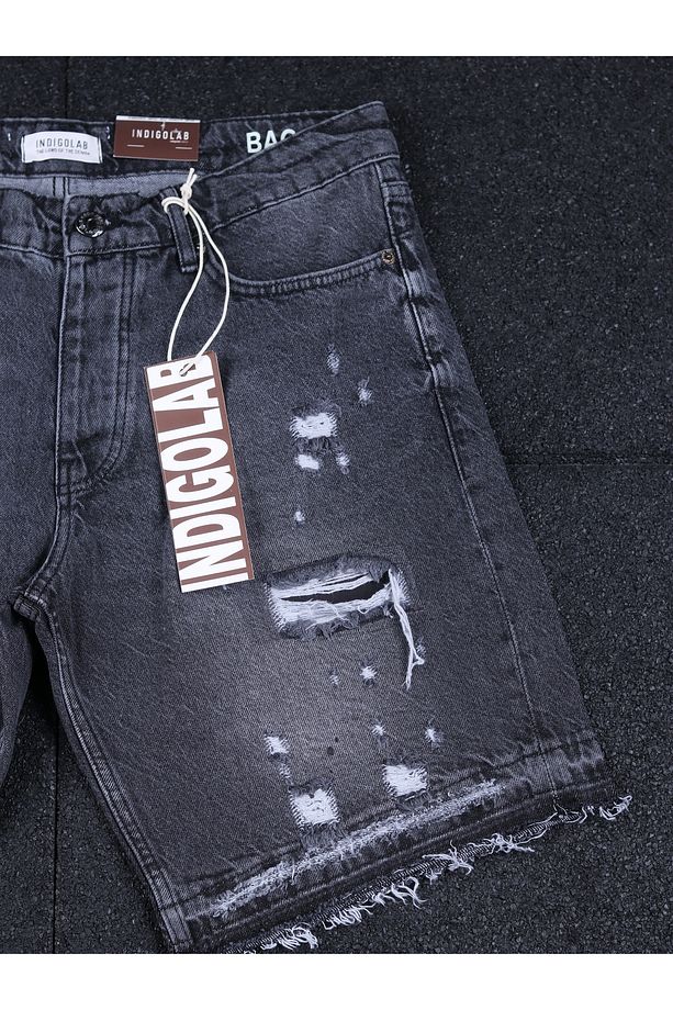 KOPYA - erkek Antrasit denim ŞORT - 3