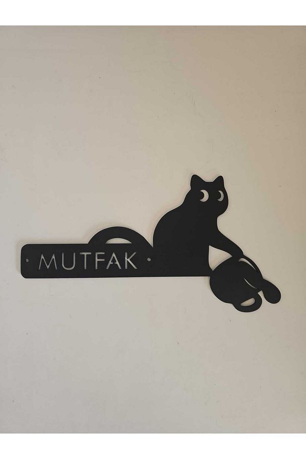 Kedi Detaylı Kapı üstü süsü 17x9 cm Kapı Üstü Yapışkanlı Dekoratif Süs - 2