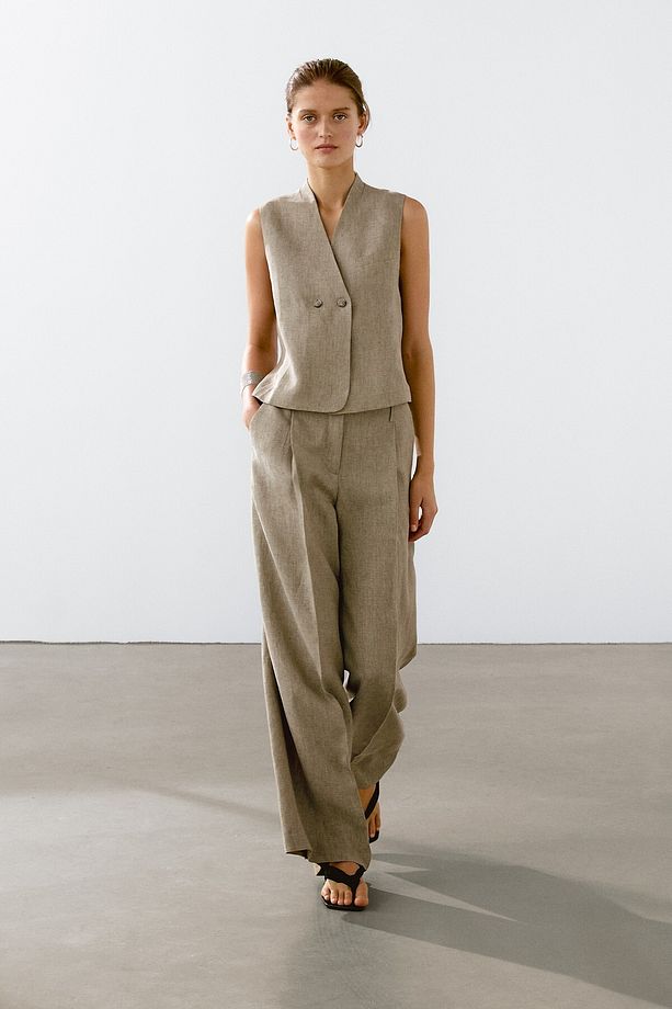 100% linen dart pants - 2