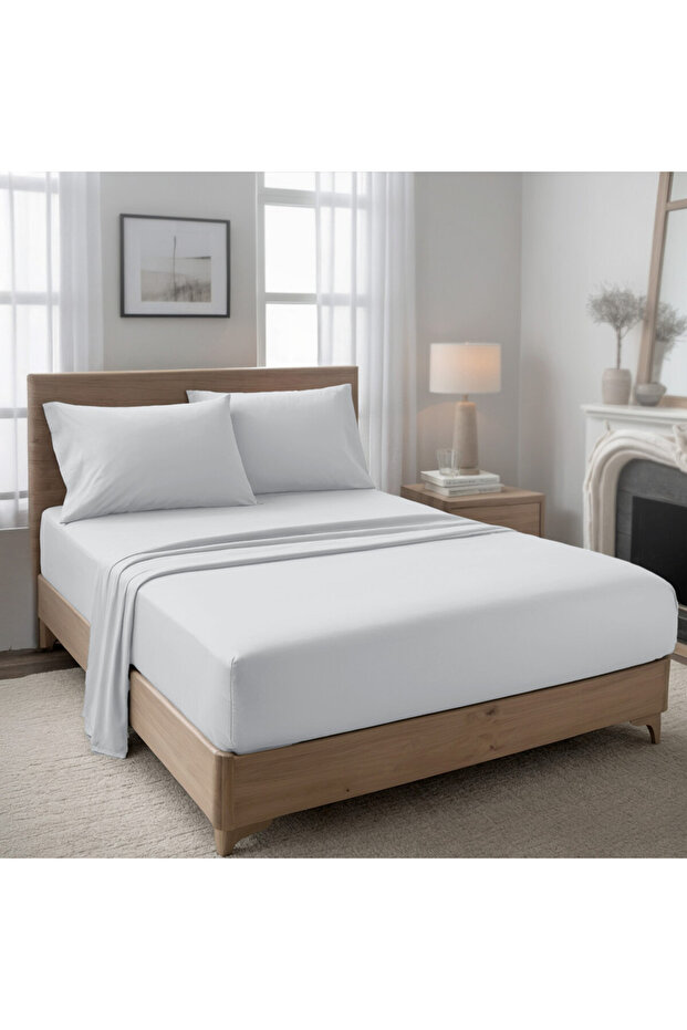 3-Piece Microfiber King (180x200cm) Plain Fitted Sheet Set
