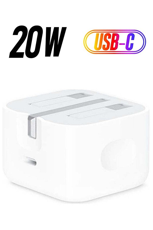 محول طاقة أصلي من آبل بقوة 20 واط بمنفذ USB-C - متوافق مع أجهزة آيفون وجميع أجهزة أندرويد - أبيض
