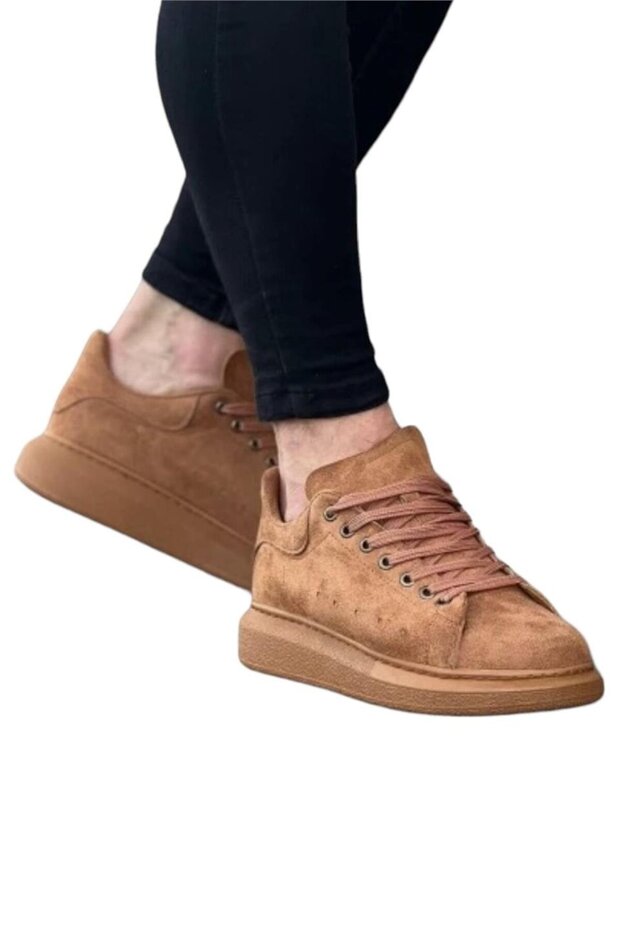 Erkek Yüksek Taban Süet Günlük Sneaker Ayakkabı TABA - 4