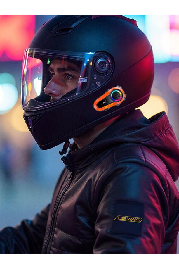 2 ADET Q08 2X 1000m Telsiz Mesafeli Özellikli 2 Kişi Bağlantılı Bluetooth Kask Kulaklık Ekranlı Fene - 8
