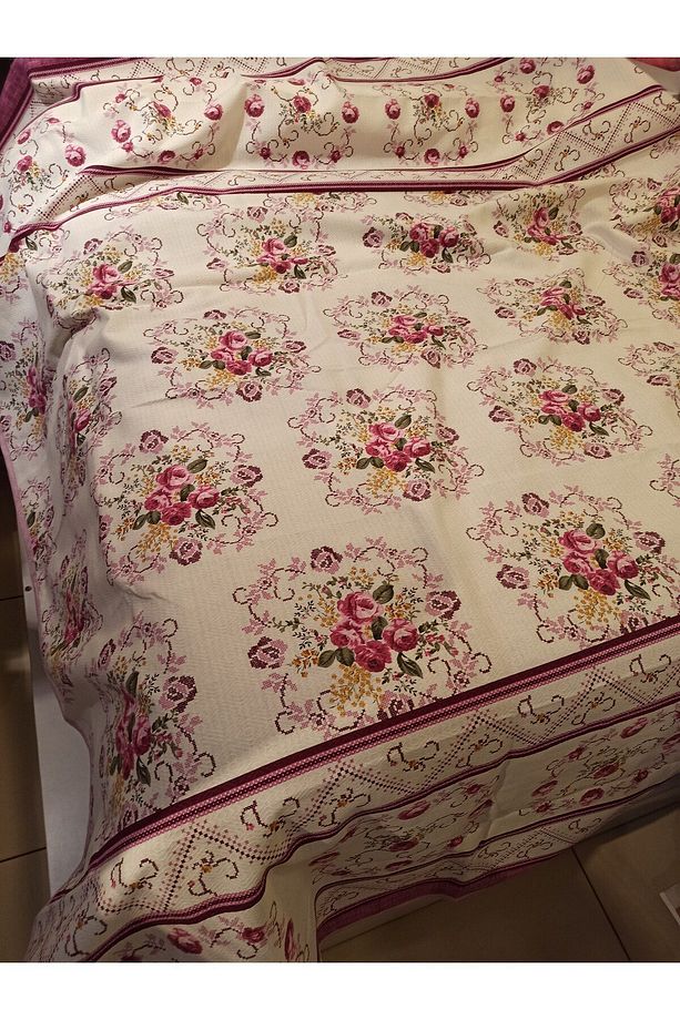 Buket Desen Baskılı 150x240 Cm. Tek Kişilik Tek Pike - Lila - 4