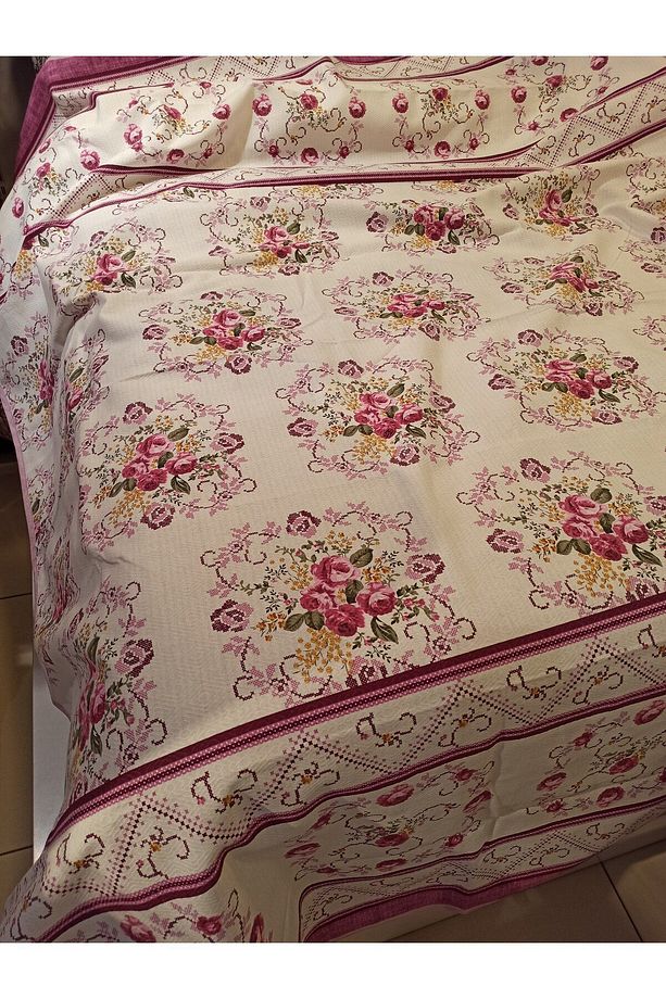 Buket Desen Baskılı 150x240 Cm. Tek Kişilik Tek Pike - Lila - 3