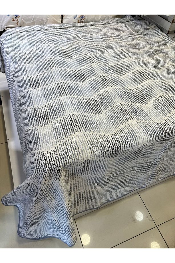 Delta Desen Baskılı 150x240 Cm. Tek Kişilik Tek Pike - Mavi - 4