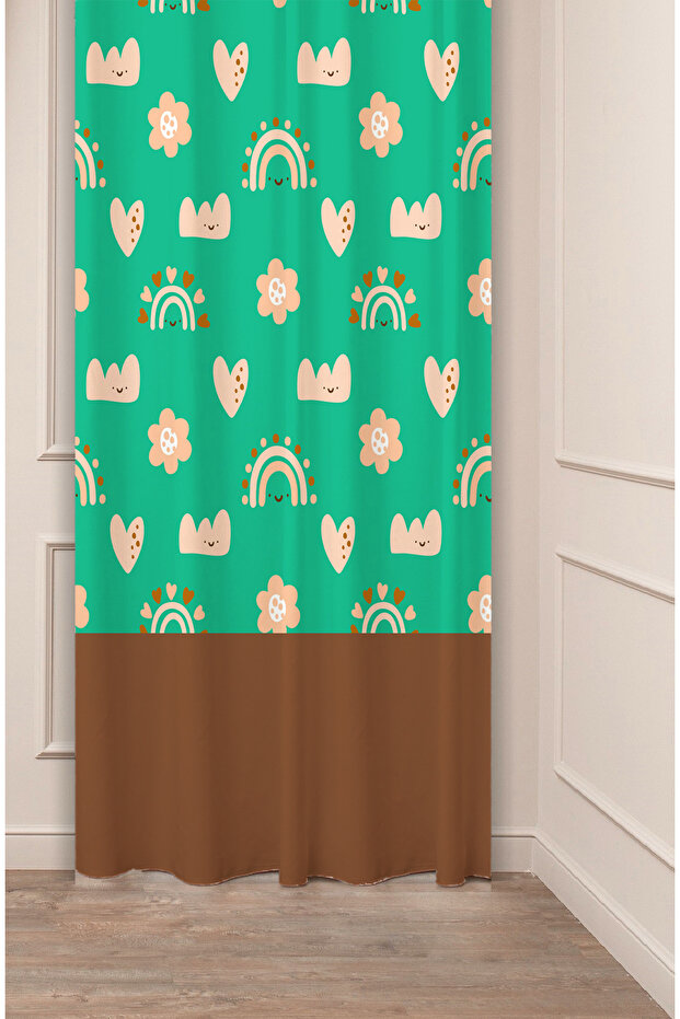 Rainbow Star Heart Baby Patterned Special Design Digital Printed (Single Wing) Children's Room Background Curtain