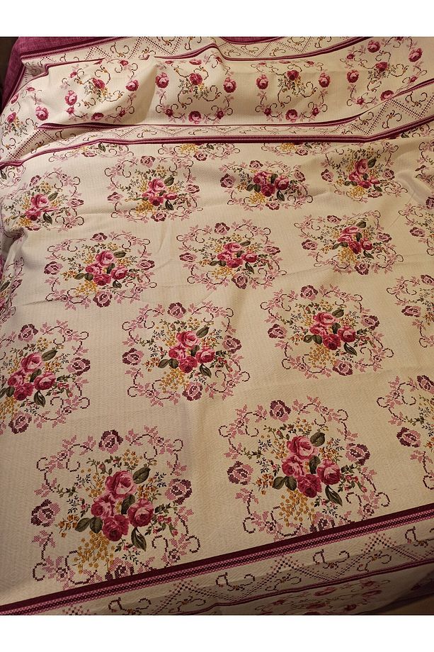 Buket Desen Baskılı 150x240 Cm. Tek Kişilik Tek Pike - Lila - 5