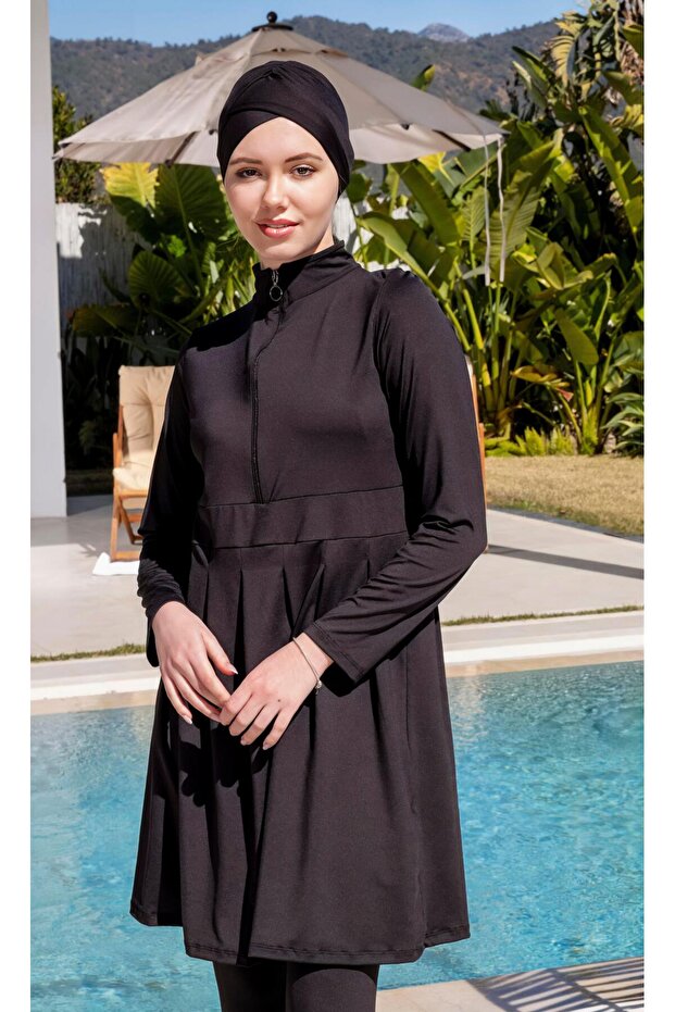 Lycra Black Hijab Swimsuit with Quick Dry Tights 2514