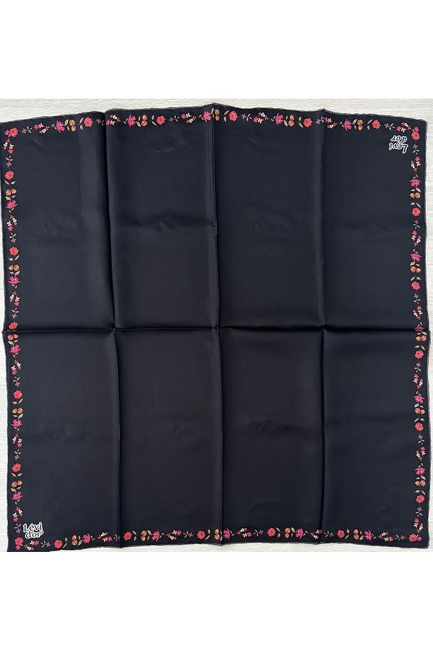 Çiçek Desenli Ipek Twill Eşarp 4196 - 1