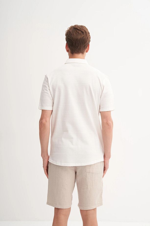 Regular Fit Jakarlı Zincir Desenli Örme Bermuda Şort 2050 - 4