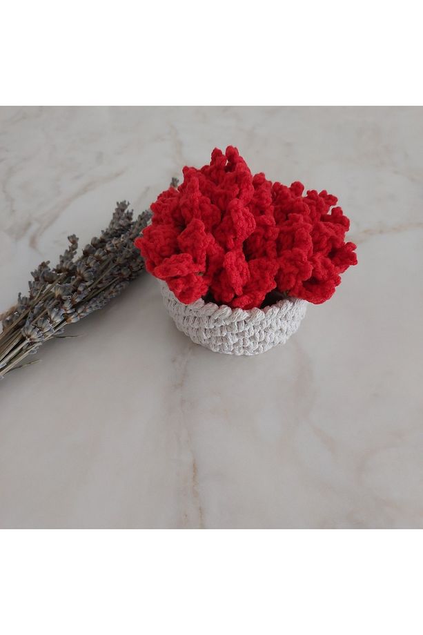 El Örgüsü Laleli Bardak/fincan/kupa Altlığı Ve Sepeti [bardak Altı 13 Cm] - 2