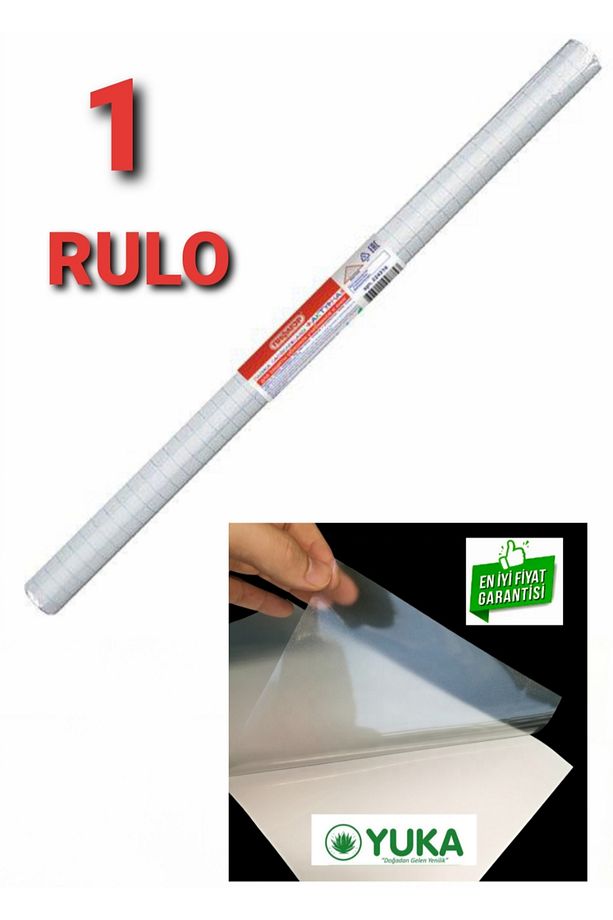 Yapışkanlı Asetat 80 Micron 2mx45cm Şeffaf Kendinden Yapışkanlı Kaplama Kağıdı (1 RULO) - 1