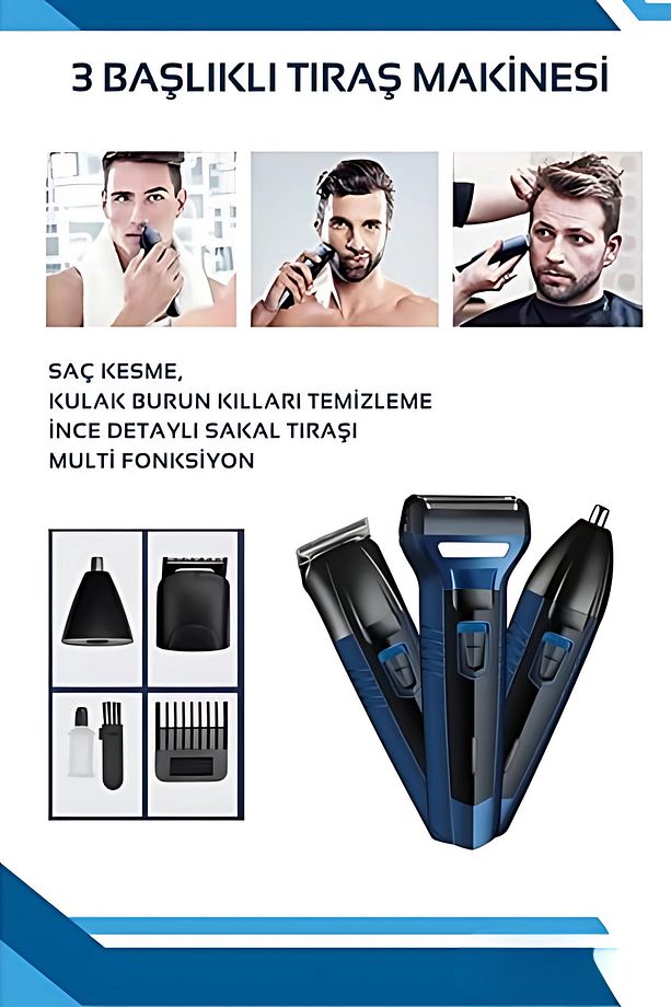 3in1 Tıraş Makinesi Set | Saç Sakal Kesme Makinesi | Tüm Vücut Erkek Bakım Tıraş Makinesi - 4